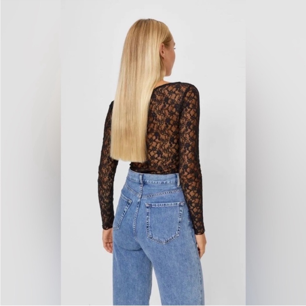 NWT Stradivarius lace long sleeve bodysuit